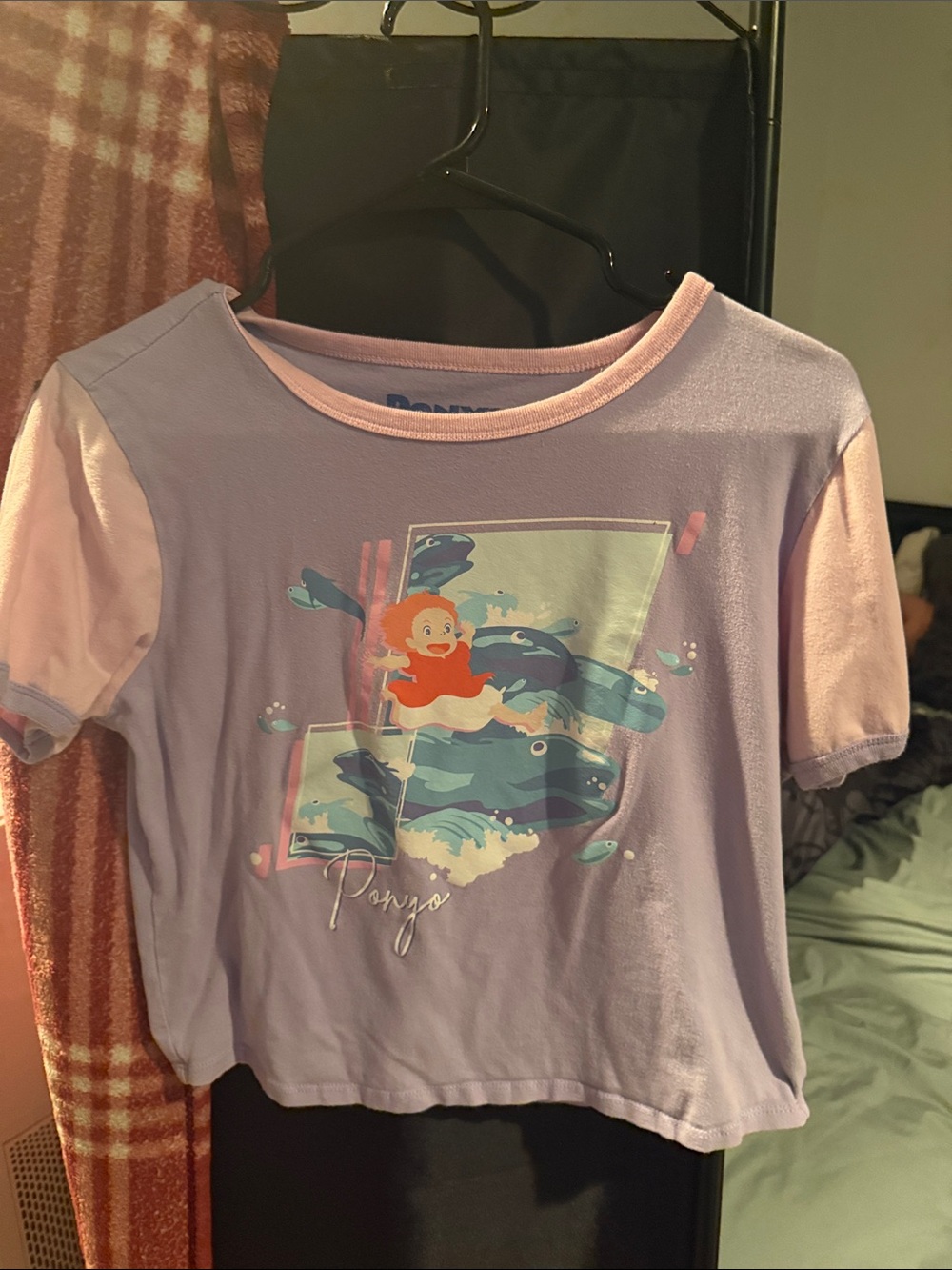 Studio Ghibli Ponyo Lavender & Light Pink Graphic crop Top